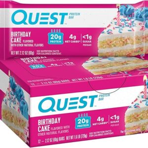 Quest Nutrition Birthday Cake Protein Bar, High Protein, Low Carb Keto Friendly, 12 Count