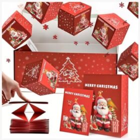 Surprise Gift Box Explosion, Merry Christmas Folding Bouncing Envelope, 2025 Newly Folding Pop-Up Explosion Box, Christmas & Birthday (Red-B-12PCS)