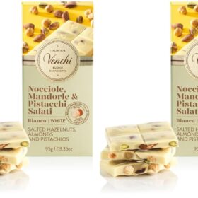 Venchi White Chocolate with Pistachios and Salted Nuts (Pack of 2)
