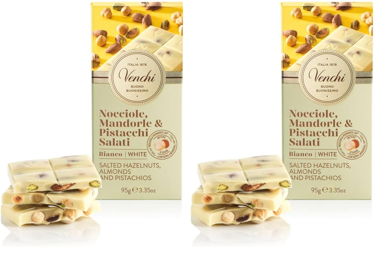 image_1 Venchi White Chocolate with Pistachios and Salted Nuts (Pack of 2) - Image 1