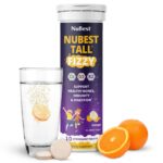 NuBest Tall Fizzy - Bone Strength, Immunity, Digestive Health - Probiotic, Red Algae Calcium, Magnesium from Marine Algae, Vitamin D3 K2, Zinc, Vitamins for Kids Age 4+ - 10 Orange Fizzy Tablets